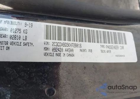 2019 Dodge Charger Sxt Rwd from USA, damaged, VIN 2C3CDXBG5KH728016